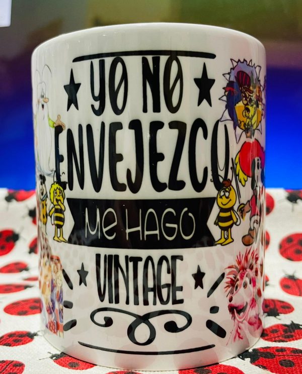 TAZA CUMPLE VINTAGE DIBUJOS ANIMADOS
