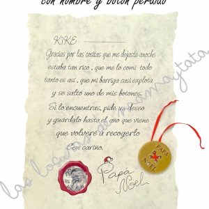 BOTÓN PERDIDO DE PAPÁ NOEL Y CARTA PERSONALIZADA