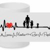 TAZA PAPÁ CARDIOGRAMA CORAZÓN (elige tus siluetas)