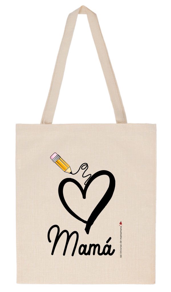 BOLSA TOTE MAMÁ CORAZÓN LÁPIZ
