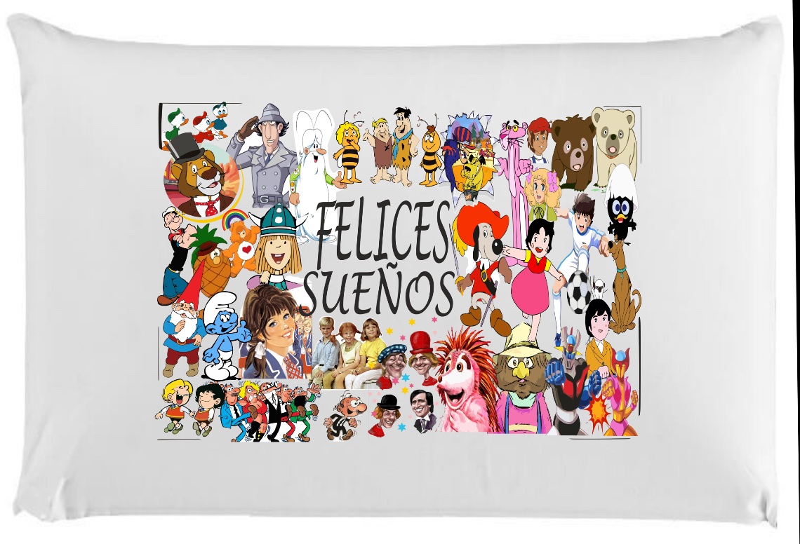 ALMOHADA MINI VIAJE  30x45 FELICES SUEÑOS DIBUJOS EGB